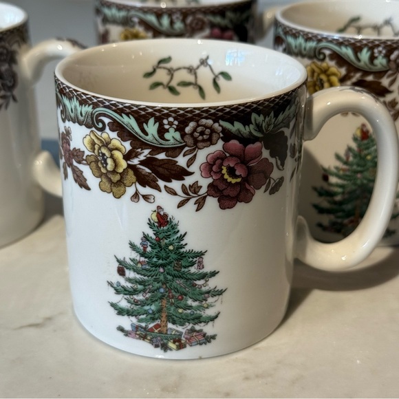 Spode Woodland Grove Christmas Tree Mugs  Coffee Cup Holiday Retired - Picture 2 of 11